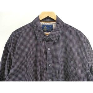 EUC‎ Men’s Rugby University Short Sleeve Button Up 2X 100% Cotton Burgundy Gray